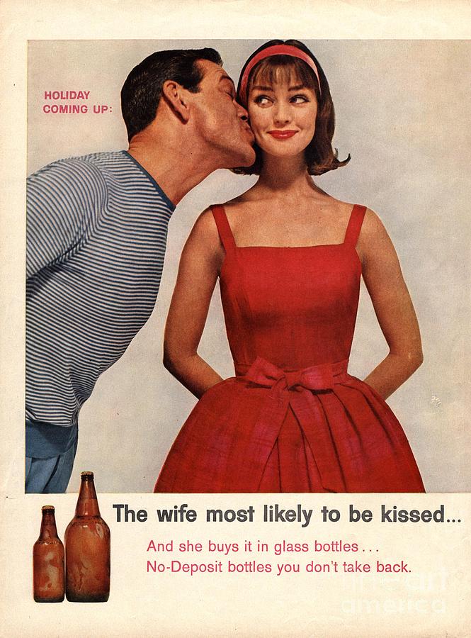 1950s Usa Kissing Sexism Drawing By The Advertising Archives