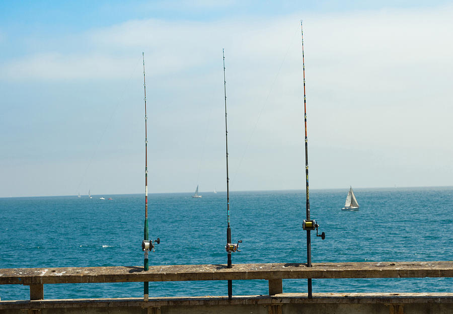 Venice Beach Digital Art -  3 Fishing Poles by Antonino Escalante