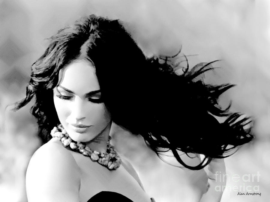 3 Megan Fox Portrait Digital Art By Alan Armstrong