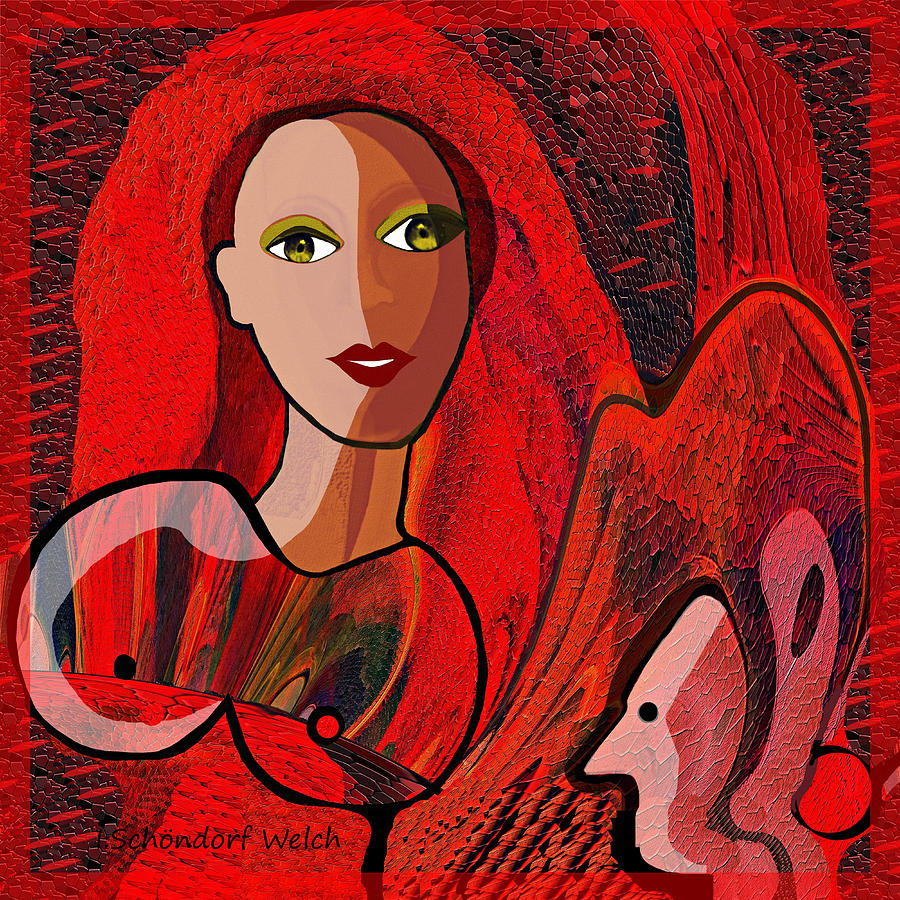  434 - Lady in Red   Painting by Irmgard Schoendorf Welch