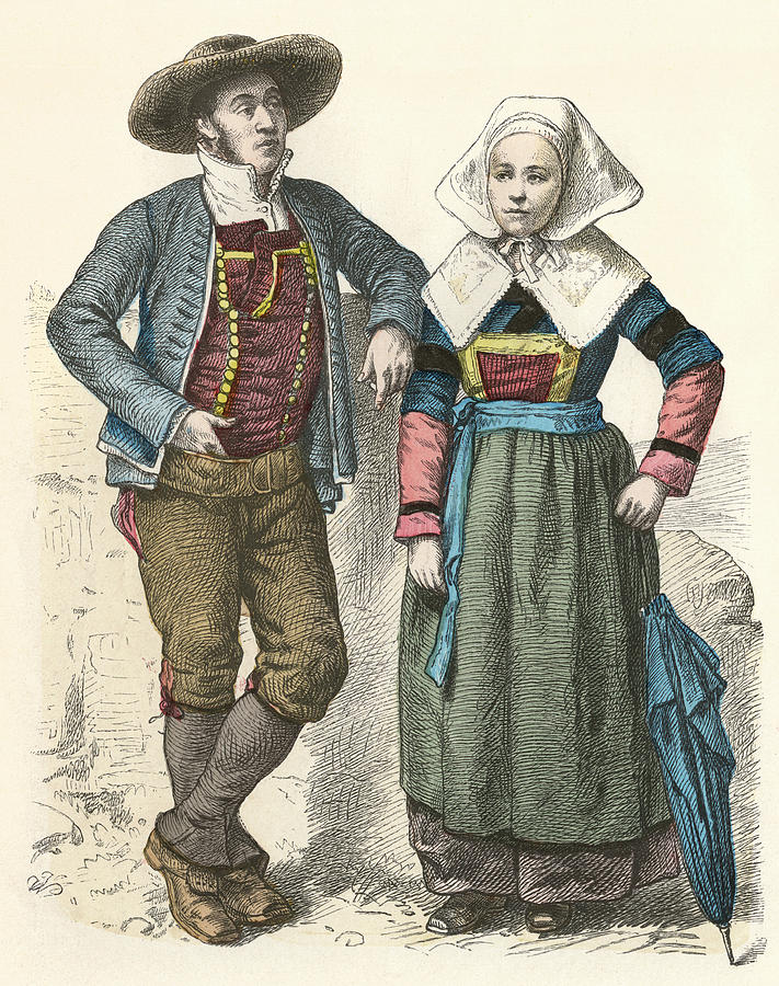 A Breton Couple In Traditional Costume Drawing by Mary Evans Picture  Library - Fine Art America