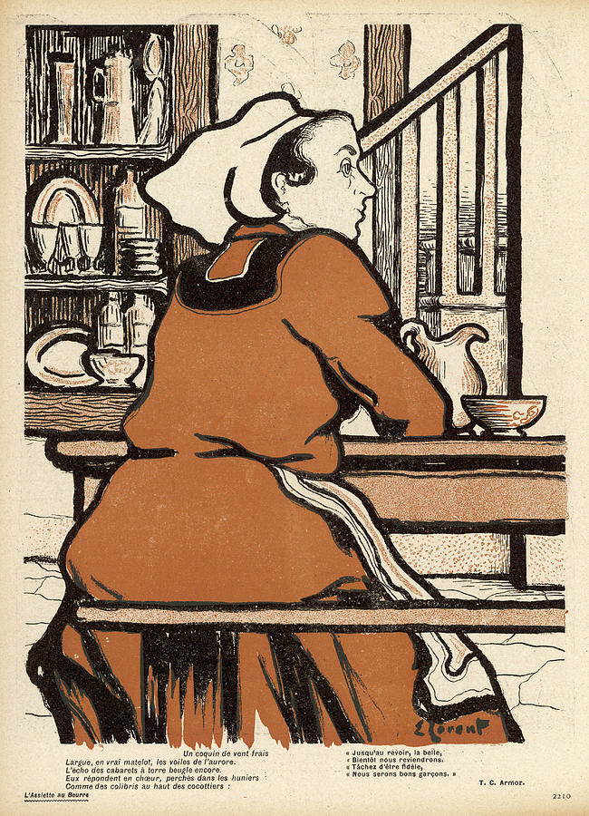 Racial Drawing -  A Breton Woman At Her Kitchen Table by Mary Evans Picture Library