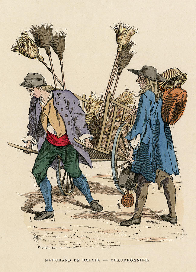 A Broom-seller And A Vendor Of Cooking Drawing by Mary Evans Picture ...