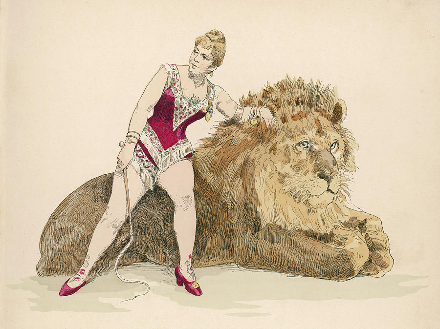 Animal Drawing -  A Female Lion Tamer by Mary Evans Picture Library