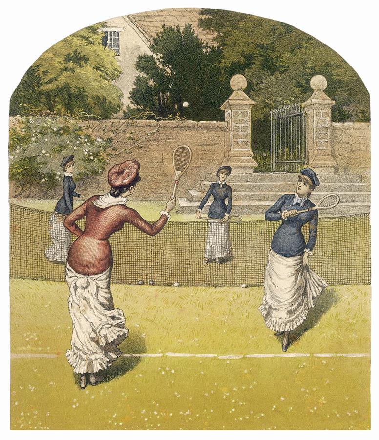 Tennis Drawing -  A Game Of Womens Doubles In A by Mary Evans Picture Library