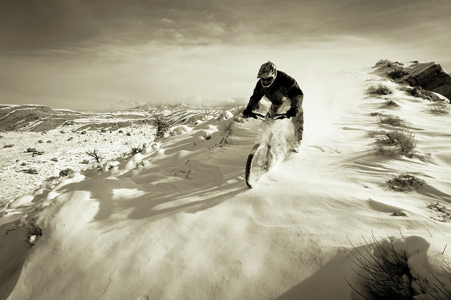 Action Photograph - A Man Riding His Mountain Bike by Whit Richardson Action Photograph - A Man Riding His Mountain Bike by Whit Richardson