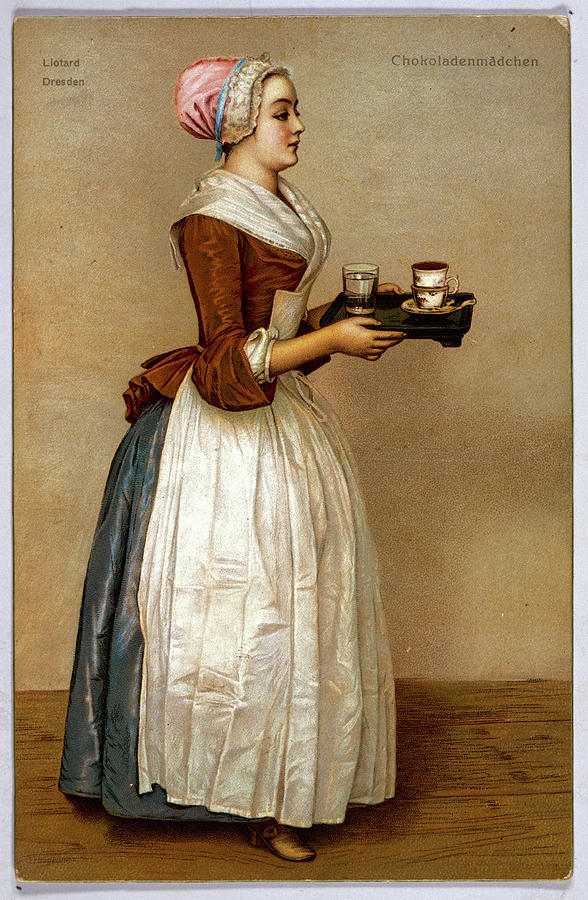 Chocolate Still Life Drawing -  A Serving Maid Carries A  Cup by Mary Evans Picture Library