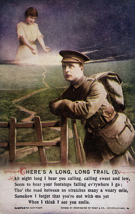 Ww1 Drawing -  A Soldier A Long Way From Home  Thinks by Mary Evans Picture Library