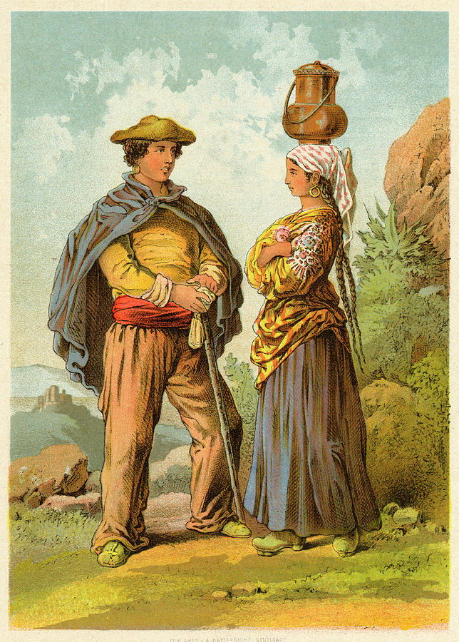 Racial Drawing -  A Spanish Basque Couple         Date by Mary Evans Picture Library