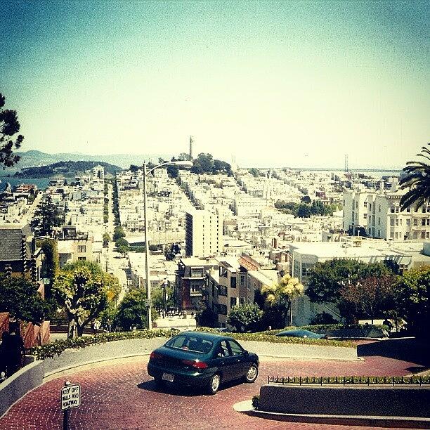 San Francisco Photograph -  A view of the bay from Lombard Street by Lottie H