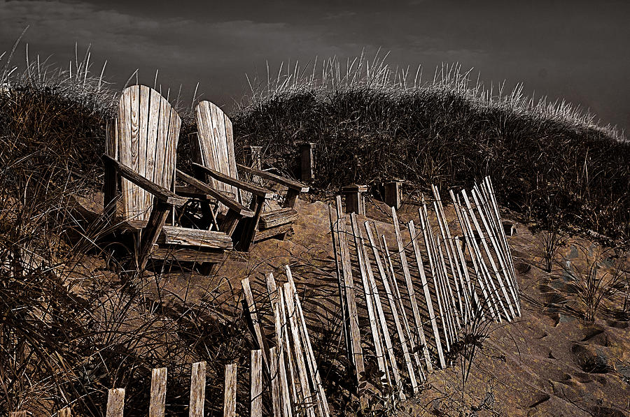 Beach Photograph -  Adirondack Beach Chairs  by Rick Mosher