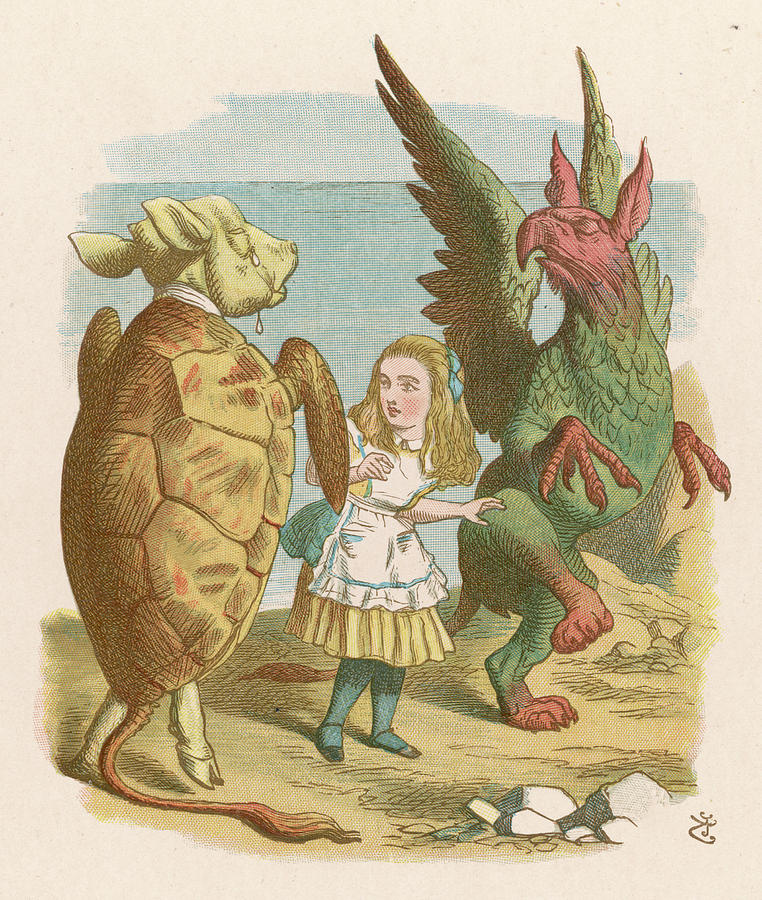 Turtle Drawing -  Alice With The Mock Turtle by Mary Evans Picture Library