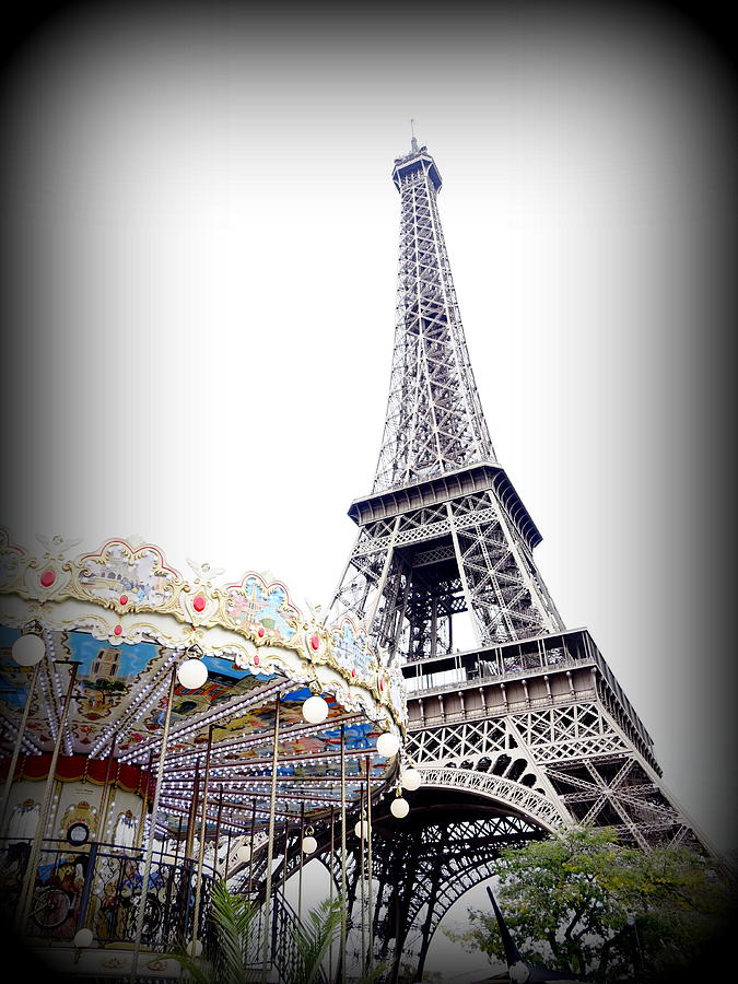Altered Image Of A Carousel And Eiffel Tower In Paris France Photograph