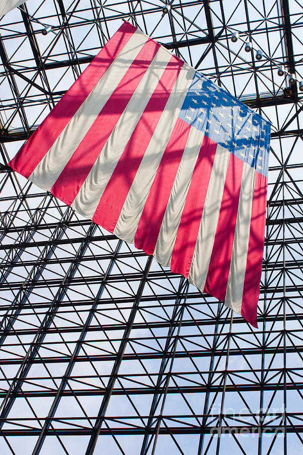 American Flag Hanging In The Atrium Of The John F Kennedy Library In Boston Massachusetts II Photograph