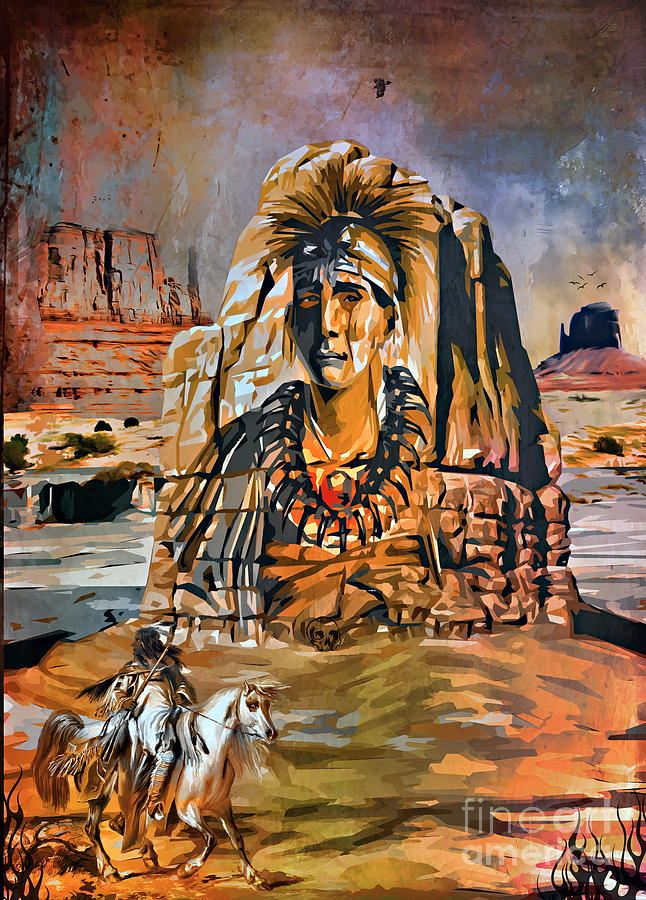 Mountain Painting -  American Indian by Andrzej Szczerski
