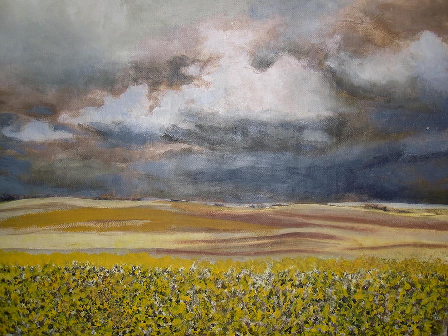 Landscape Painting -    American Prairie Rain Sky by Trudy Brodkin Storace