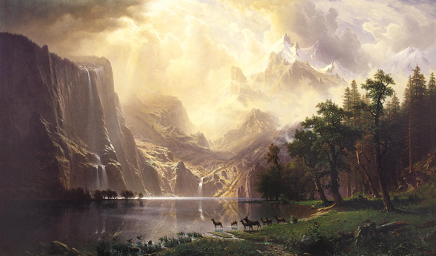 Albert Bierstadt  Painting -  Among the Sierra Nevada Mountains California #4 by Albert Bierstadt