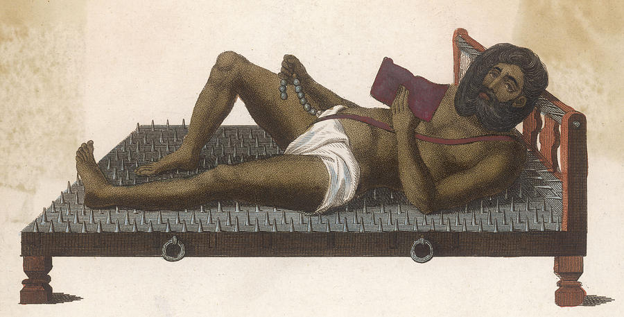 Nail Photograph -  An Ascetic Lies On His Bed Of  Nails by Mary Evans Picture Library
