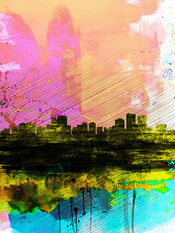 Anchorage Painting -  Anchorage Watercolor Skyline by Naxart Studio