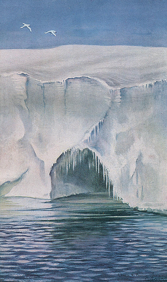 Antarctic A Cave In The Great Ice Drawing by Mary Evans Picture Library