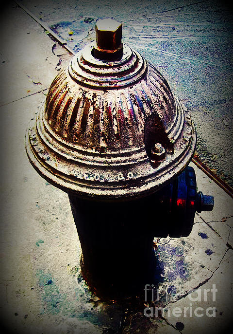  Antique Fire Hydrant - Blue Tones Photograph by Miriam Danar