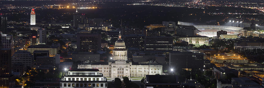 Panorama of the State Capitol from the Austin Skyline Photograph by Rob Greebon