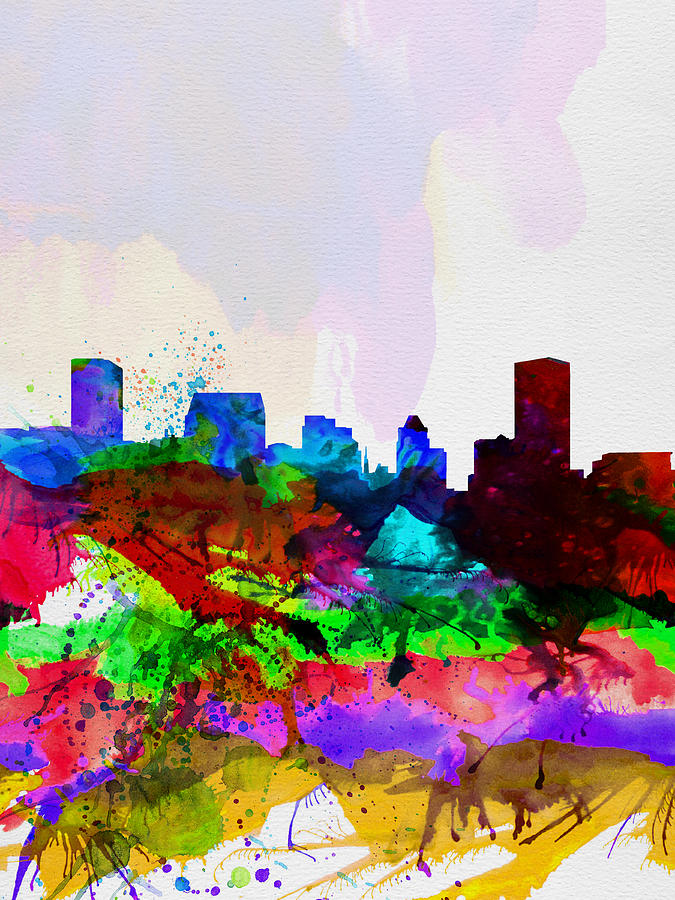 Baltimore Painting -  Baltimore Watercolor Skyline by Naxart Studio