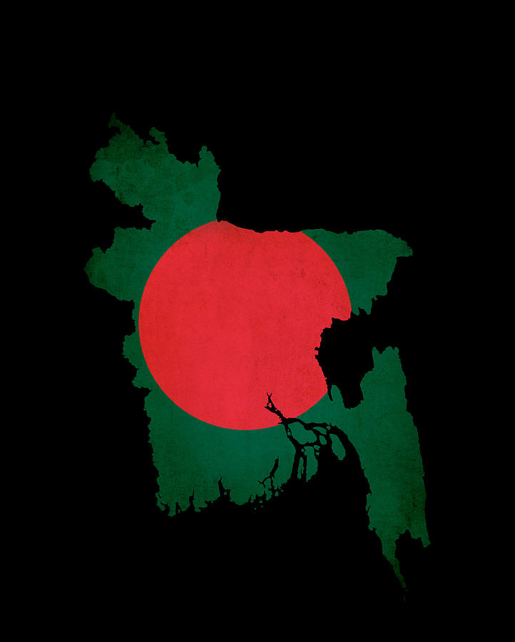 Bangladesh outline map with grunge flag Photograph by Matthew Gibson ...