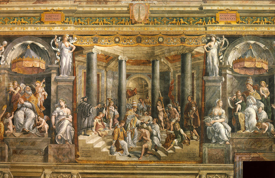  Baptism of Constantine. Painting by Raphael