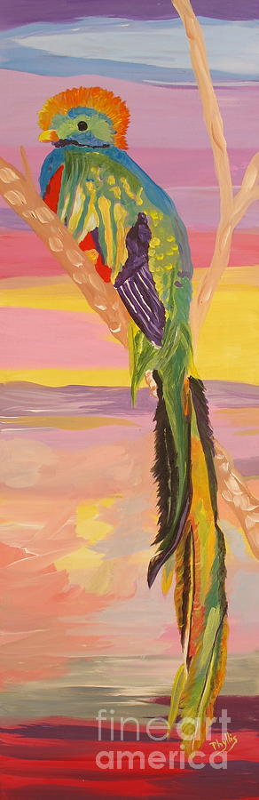  Beautiful Bird Quetzal Must open  Painting by Phyllis Kaltenbach