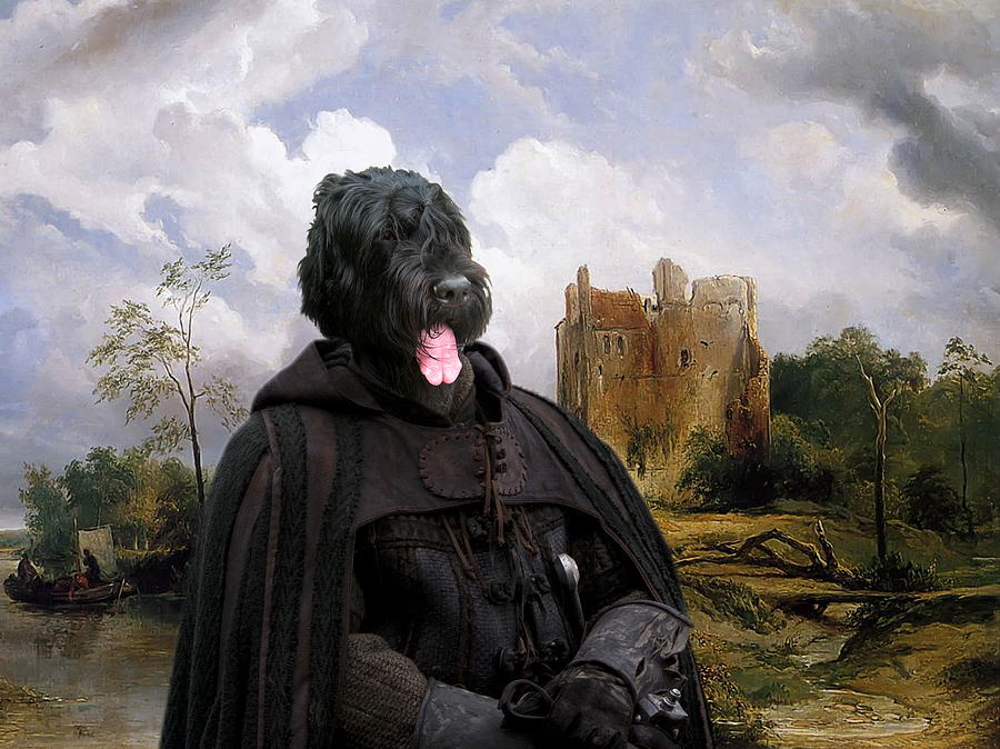 Dog Painting -  Black Russian Terrier Art Canvas Print -  Glory instead of fortune by Sandra Sij