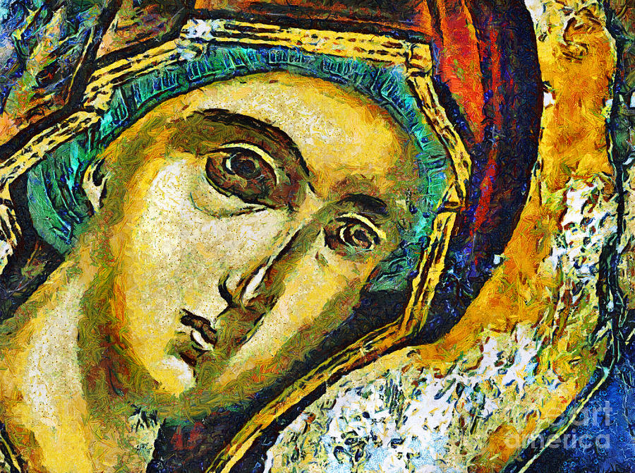 Blessed Virgin Mary - painting Painting by Daliana Pacuraru | Fine Art