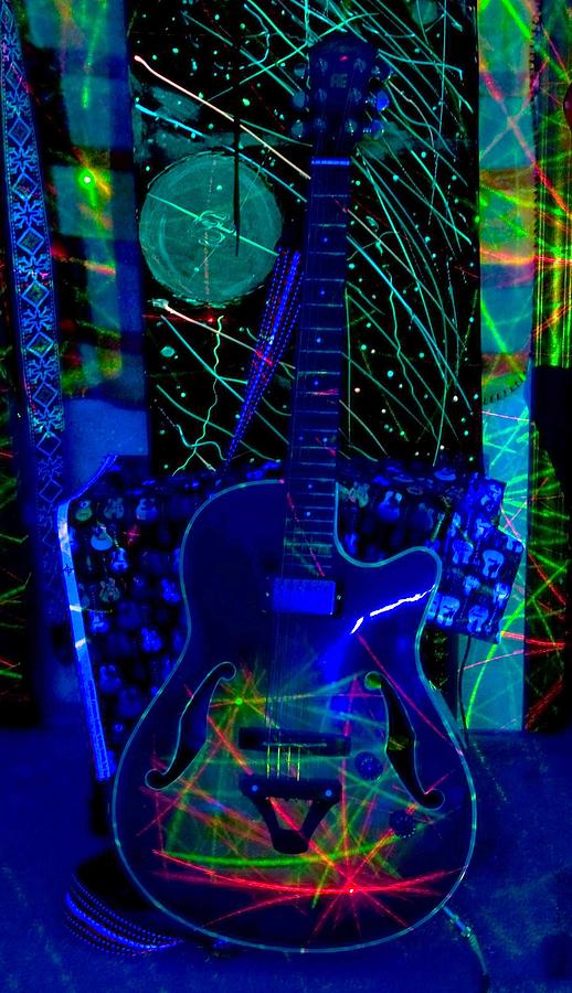  Blue Lights and Guitar Photograph by Danny Jones