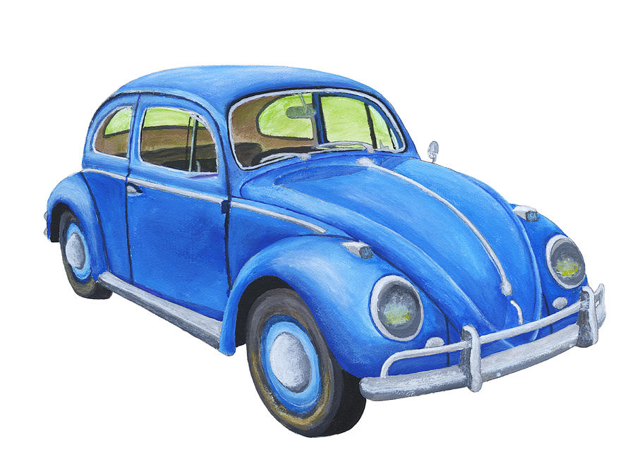 Blue Volkswagon Beetle Painting Painting by Keith Webber Jr - Fine