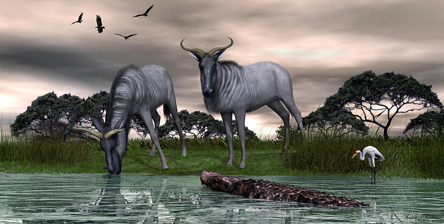  Blue Wildebeest Digital Art by Walter Colvin