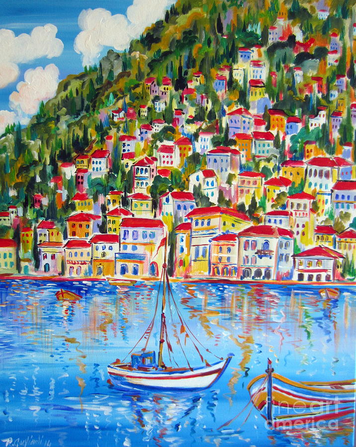  Boats Down South Italy Coast  Painting by Roberto Gagliardi