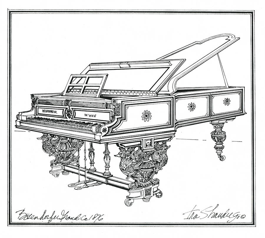  Bosendorfer Centennial Grand Piano Drawing by Ira Shander