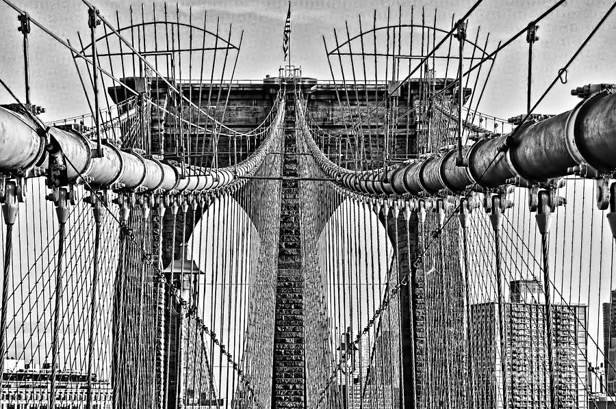  Brooklyn Bridge 3 Mono Photograph by Steve Purnell