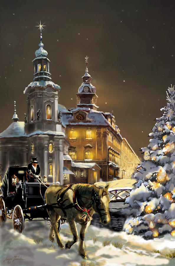  Buggy and horse at Christmasn the Ukraine Painting by Regina Femrite