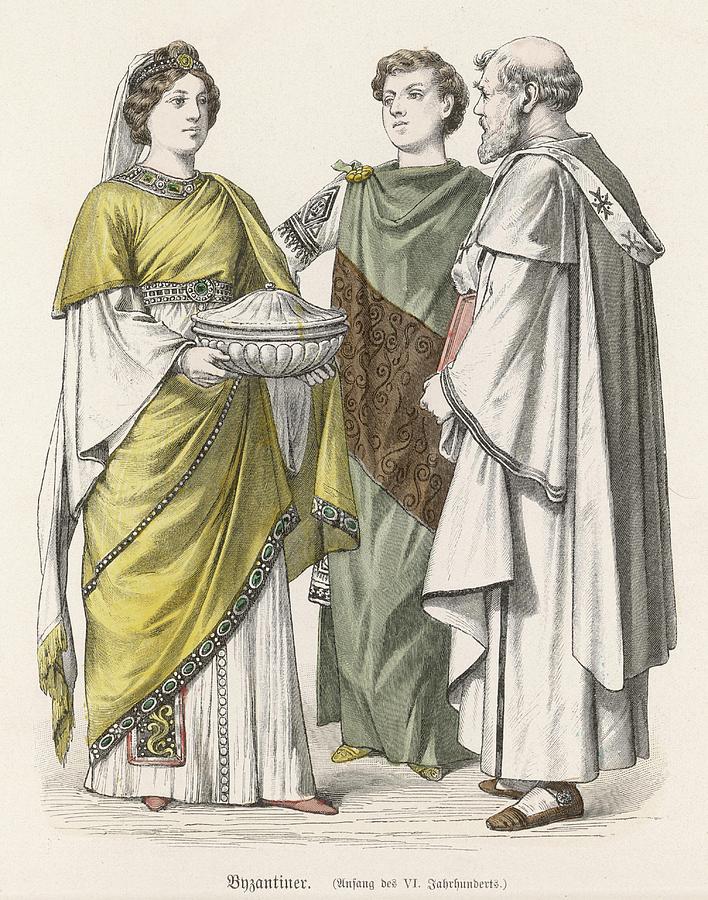 Byzantine fashion history. Costumes and modes from 5th to 6th century.