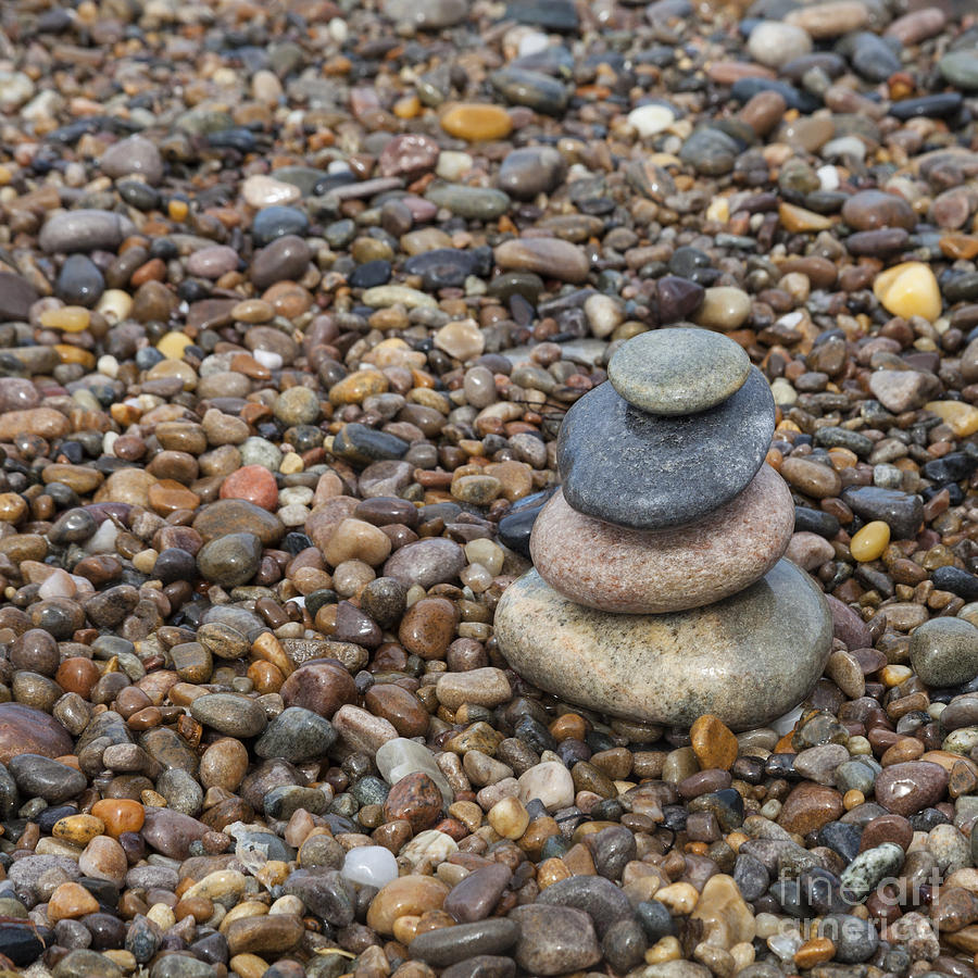  Cairn on Wet Pebbles Photograph by Diane Macdonald