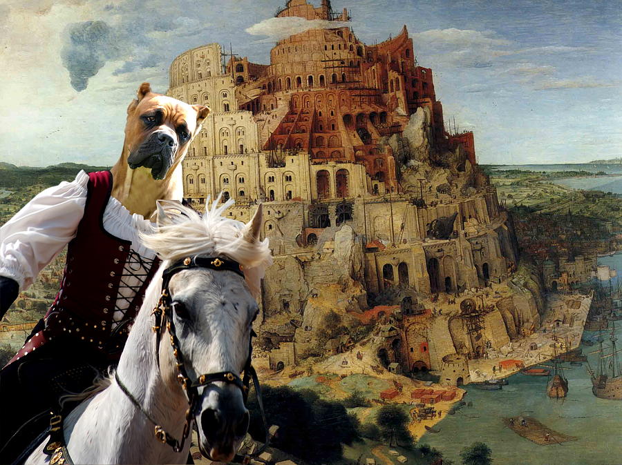  Cane Corso Art Canvas Print - The Tower of Babel Painting by Sandra Sij