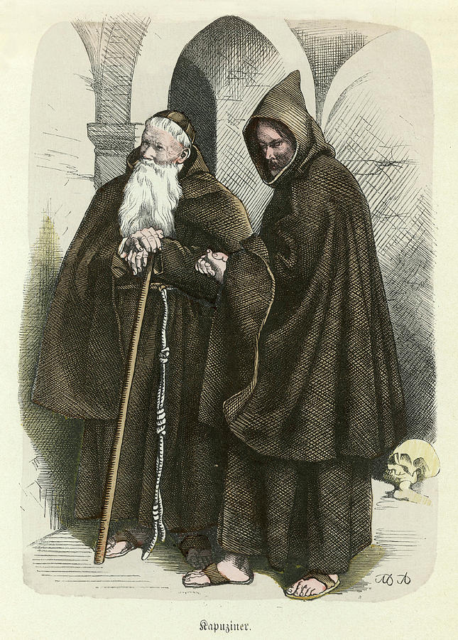 Capuchin Friars Franciscan Monks Drawing by Mary Evans Picture