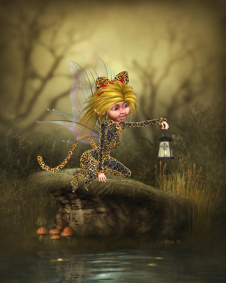 Fantasy Cat Fairy Digital Art by John Junek