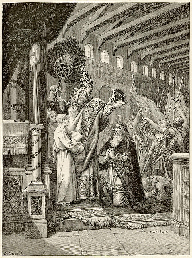 Charlemagne Is Crowned Emperor Drawing By Mary Evans Picture Library Fine Art America