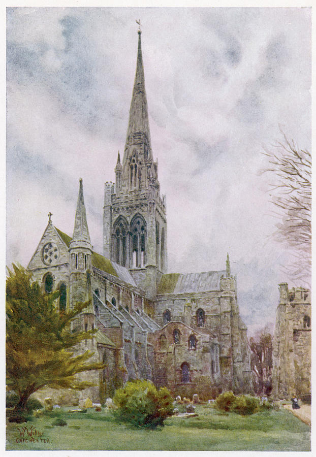 Chichester, Sussex The Cathedral Drawing by Mary Evans Picture Library ...