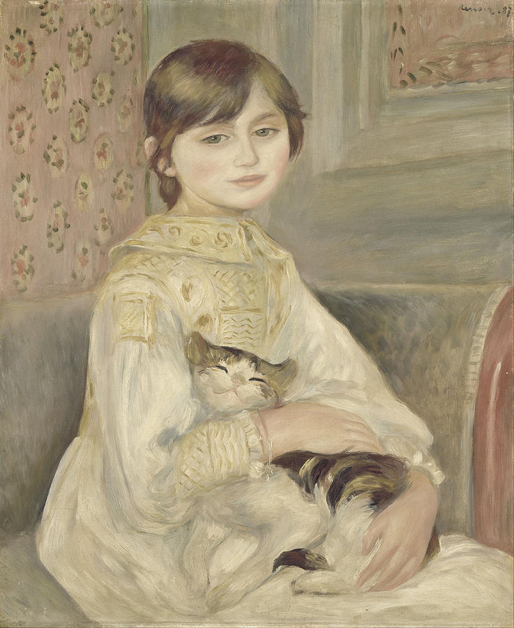  Child with cat. Julie Manet Painting by Pierre-Auguste Renoir