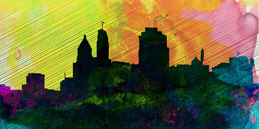 Cincinnati Painting -  Cincinnati City Skyline by Naxart Studio