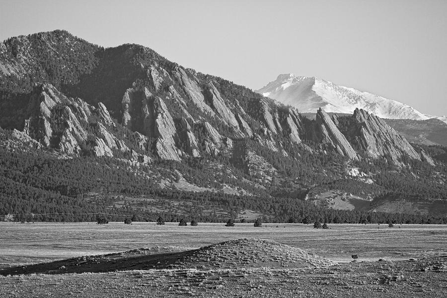 Colorado Rocky Mountains Flatirons With Snow Covered Twin Peaks Photograph