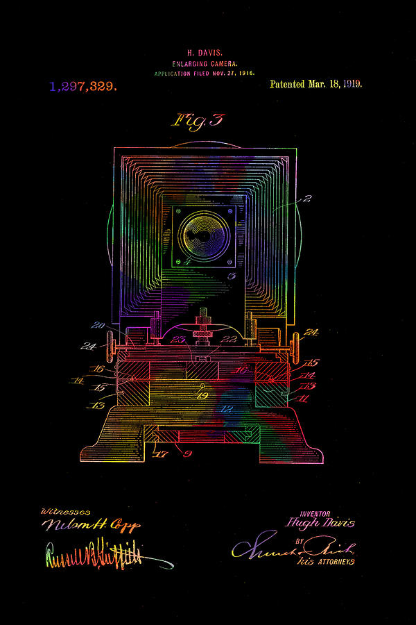  Colorful Retro camera patent from 1919 Digital Art by Eti Reid